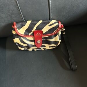 Dooney and Bourke zebra print leather wristlet